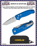 Hogue Knives HO64123 Ballista I AUTO Folding Pocket Knife 3.5" 154CM Tumbled Tanto Plain Blade, Matte Blue Aluminum Handles