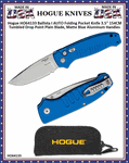 Hogue Knives HO64133 Ballista I AUTO Folding Pocket Knife 3.5" 154CM Tumbled Drop Point Plain Blade, Matte Blue Aluminum Handles 