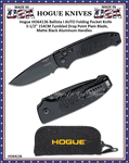 Hogue Knives HO64136 Ballista I AUTO Folding Pocket Knife 3-1/2" 154CM Tumbled Drop Point Plain Blade, Matte Black Aluminum Handles  