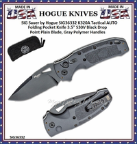 Hogue Knives SIG Sauer by Hogue SIG36332 K320A Tactical AUTO Folding Pocket Knife 3.5" S30V Black Drop Point Plain Blade, Gray Polymer Handles Hogue Knives SIG Sauer by Hogue SIG36332 K320A Tactical AUTO Folding Pocket Knife 3.5" S30V Black Drop Point Plain Blade, Gray Polymer Handles