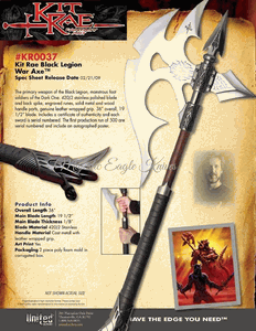 UNITED CUTLERY KR0037 KIT RAE'S Black Legion War Axe