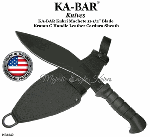 KA-BAR 1249 Kukri Machete 11-1/2" Blade, Kraton G Handle, Leather / Cordura Sheath