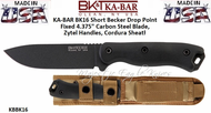 KA-BAR BK16 Short Becker Drop Point Fixed 4-3/4  1095 Carbon Steel Plain Blade, Zytel Handles, Cordura Sheath 