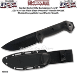 KA-BAR BK2 Becker Campanion Fixed 5-1/4" 1095 Cro-Van Plain Blade, Zytel Handles, Molded Hard Plastic Sheath