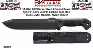 KA-BAR BK9 Becker Fixed Combat Bowie Knife 9" 1095 CroVan Carbon Tool Steel Plain Blade, Zytel Handles, Nylon Sheath 