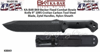 KA-BAR BK9 Becker Fixed Combat Bowie Knife 9" 1095 CroVan Carbon Tool Steel Plain Blade, Zytel Handles, Nylon Sheath KA-BAR BK9 Becker Fixed Combat Bowie Knife 9" 1095 CroVan Carbon Tool Steel Plain Blade, Zytel Handles, Nylon Sheath