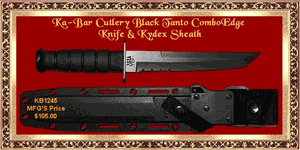 KA-BAR Cutlery KB1245 Black Tanto ComboEdge Knife and Kydex Sheath