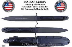 KA-BAR EK43 MD-3 KABAR Fixed Blade Ek Commando Hunting Knife & Sheath