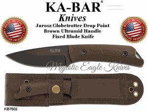 KA-BAR/Jarosz KB7502 Ka-Bar Jesse Jarosz Globetrotter Fixed Plane Blade Hunting Knife & Sheath