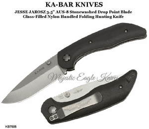 KAR-BAR Knives KB7505 KA-BAR Jesse Jarosz Drop Point Blade Folding Hunter Knife & Sheath