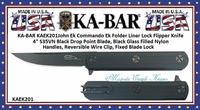 KA-BAR KAEK201 John Ek Commando Ek Folder Liner Lock Flipper Knife 4" S35VN Black Drop Point Blade, Black Glass Filled Nylon Handles, Reversible Wire Clip, Fixed Blade Lock KA-BAR KAEK201 John Ek Commando Ek Folder Liner Lock Flipper Knife 4" S35VN Black Drop Point Blade, Black Glass Filled Nylon Handles, Reversible Wire Clip, Fixed Blade Lock