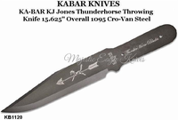 KA-BAR KB1120 KJ Jones Thunderhorse Thrower 15.625" Overall 1095 Cro-Van Steel KA-BAR KB1120 KJ Jones Thunderhorse Thrower 15.625" Overall 1095 Cro-Van Steel
