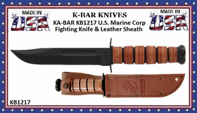 KA-BAR KB1217 U.S. Marine Corp Fighting Knife & Leather Sheath