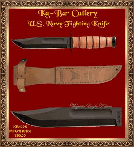 KA-BAR KB1225 U.S. NAVY Fighting Knife & Leather Sheath