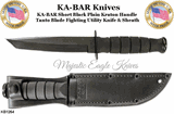 KA-BAR KB1254 Short Black Plain Kraton Handle Tanto Blade Fighting Utility Knife & Sheath