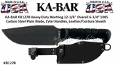 Ka-Bar KB1278 Heavy Duty Warthog Plain Blade Zytel Handles LeatherCordura Sheath