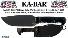 Ka-Bar KB1278 Heavy Duty Warthog Plain Blade Zytel Handles LeatherCordura Sheath Ka-Bar KB1278 Heavy Duty Warthog Plain Blade Zytel Handles LeatherCordura Sheath