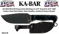 Ka-Bar KB1278 Heavy Duty Warthog Plain Blade Zytel Handles LeatherCordura Sheath