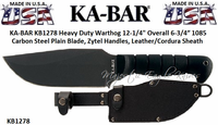 Ka-Bar KB1278 Heavy Duty Warthog Plain Blade Zytel Handles LeatherCordura Sheath Ka-Bar KB1278 Heavy Duty Warthog Plain Blade Zytel Handles LeatherCordura Sheath