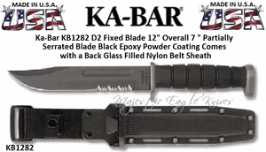 KA-BAR KB1282 D2 Kabar Extreme Fighting Utility Knife Black Sheath