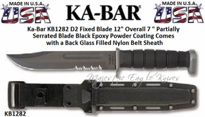 KA-BAR KB1282 D2 Kabar Extreme Fighting Utility Knife Black Sheath