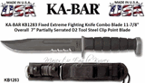 Ka-Bar KB1283 D2 Extreme Fighting Knife Combo Blade Kraton Handle Leather Sheath