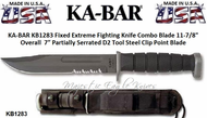 Ka-Bar KB1283 D2 Extreme Fighting Knife Combo Blade Kraton Handle Leather Sheath