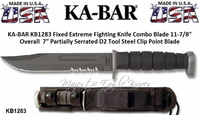 Ka-Bar KB1283 D2 Extreme Fighting Knife Combo Blade Kraton Handle Leather Sheath Ka-Bar KB1283 D2 Extreme Fighting Knife Combo Blade Kraton Handle Leather Sheath