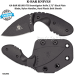 KA-BAR KB1493 TDI Investigator Knife 2.71" Black Plain Blade, Nylon Handles, Hard Plastic Belt Sheath