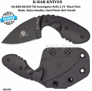 KA-BAR KB1493 TDI Investigator Knife 2.71" Black Plain Blade, Nylon Handles, Hard Plastic Belt Sheath KA-BAR KB1493 TDI Investigator Knife 2.71" Black Plain Blade, Nylon Handles, Hard Plastic Belt Sheath