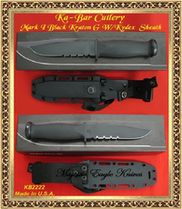 Ka-Bar Knives KB2222 Kraton Handled Mark I Knife Serrated Blade Kydex Ka-Bar Knives KB2222 Kraton Handled Mark I Knife Serrated Blade Kydex