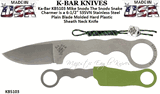 Ka-Bar KB5103 Mike Snody The Snody Snake Charmer is a 6-1/2" S35VN Stainless Steel Plain Blade Molded Hard Plastic Sheath Neck Knife 