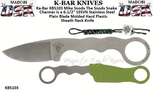 Ka-Bar KB5103 Mike Snody The Snody Snake Charmer is a 6-1/2" S35VN Stainless Steel Plain Blade Molded Hard Plastic Sheath Neck Knife 