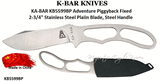 KA-BAR KB5599BP Adventure Piggyback Fixed 2-3/4" Stainless Steel Plaiin Blade, Steel Handle Plastic Sheath