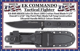 KA-BAR KBEK50 John Ek Commando Ek Model 50 Fixed 5.06" Black 1095 Clip Point Blade, Black Ultramid Handles, Celcon Sheath