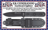 KA-BAR KBEK51 John Ek Commando Ek Model 51 Fixed 4.31" Black 1095 Drop Point Blade, Black Ultramid Handles, Celcon Sheath 