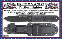 KA-BAR KBEK51 John Ek Commando Ek Model 51 Fixed 4.31" Black 1095 Drop Point Blade, Black Ultramid Handles, Celcon Sheath KA-BAR KBEK51 John Ek Commando Ek Model 51 Fixed 4.31" Black 1095 Drop Point Blade, Black Ultramid Handles, Celcon Sheath