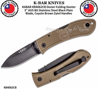 KA-BAR KNIVES KABAR KB4062CB Dozier Folding Hunter 3" AUS 8A Stainless Steel Black Plain Blade, Coyote Brown Zytel Handles KA-BAR KNIVES KABAR KB4062CB Dozier Folding Hunter 3" AUS 8A Stainless Steel Black Plain Blade, Coyote Brown Zytel Handles
