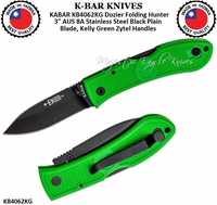KA-BAR KNIVES KABAR KB4062KG Dozier Folding Hunter 3" AUS 8A Stainless Steel Black Plain Blade, Kelly Green Zytel Handles KA-BAR KNIVES KABAR KB4062KG Dozier Folding Hunter 3" AUS 8A Stainless Steel Black Plain Blade, Kelly Green Zytel Handles