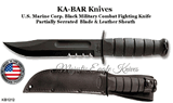 KA-BAR Knives KB1212 Full Size Fighting Utility Knife 7" Black Plain Blade Kraton G Handle Leather Sheath