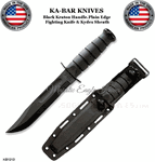 KA-BAR Knives KB1213 Full Size Fighting Utility Knife 7" Black Plain Blade Kraton G Handle Leather Sheath