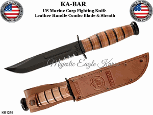 KA-BAR Knives KB1218 USMC Fighting Combat Comb Blade Knife & Sheath