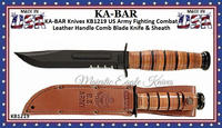 KA-BAR Knives KB1219 US Army Fighting Combat Leather Handle Comb Blade Knife & Sheath KA-BAR Knives KB1219 US Army Fighting Combat Leather Handle Comb Blade Knife & Sheath