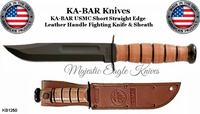 KA-BAR Knives KB1250 USMC Straight Edge Fighting Combat Leather Handle Plane Blade Knife & Sheath KA-BAR Knives KB1250 USMC Straight Edge Fighting Combat Leather Handle Plane Blade Knife & Sheath