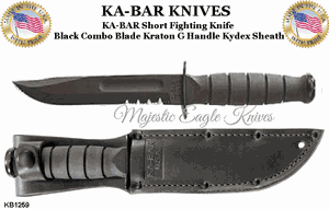KA-BAR Knives: KB1259 Short USA Black Combo Blade Kraton Handle Fighting/Utility Knife & Kydex Sheath