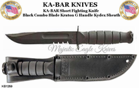 KA-BAR Knives: KB1259 Short USA Black Combo Blade Kraton Handle Fighting/Utility Knife & Kydex Sheath KA-BAR Knives: KB1259 Short USA Black Combo Blade Kraton Handle Fighting/Utility Knife & Kydex Sheath