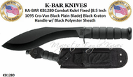 KA-BAR KNIVES KB1280 KA-BAR Combat Kukri Fixed 8-1/2" 1095 Cro-Van Plain Blade, Black Kraton G Handle, Polyester Sheath
