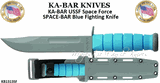 KA-BAR KNIVES KB1313SF KA-BAR USSF Space Force SPACE-BAR Full Size Fighting Knife 7" Gray Plain Blade, Blue Kraton G Handle, Gray Hard Plastic Sheath