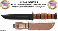 KA-BAR Knives: KB1320 KA-BAR Single Mark Fighting/Utility Knife 7" Plain Blade, Leather Handles, Leather Sheath KA-BAR Knives: KB1320 KA-BAR Single Mark Fighting/Utility Knife 7" Plain Blade, Leather Handles, Leather Sheath