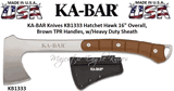 KA-BAR Knives KB1333 Hatchet Hawk 16" Overall, Brown TPR Handles, w/Heavy Duty Sheath